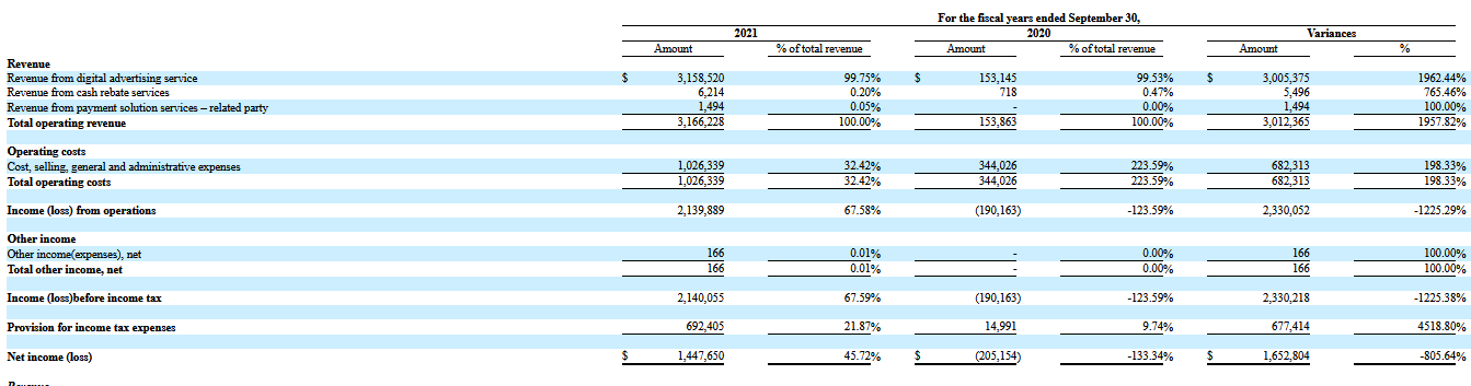 Financial performance of Starbox Group Holdings